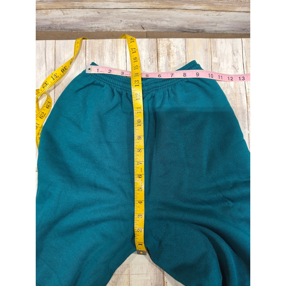 Vintage Hanes Her Way Teal Green High Waisted Sweatpants Joggers Small 90s Retro - Picture 3 of 7